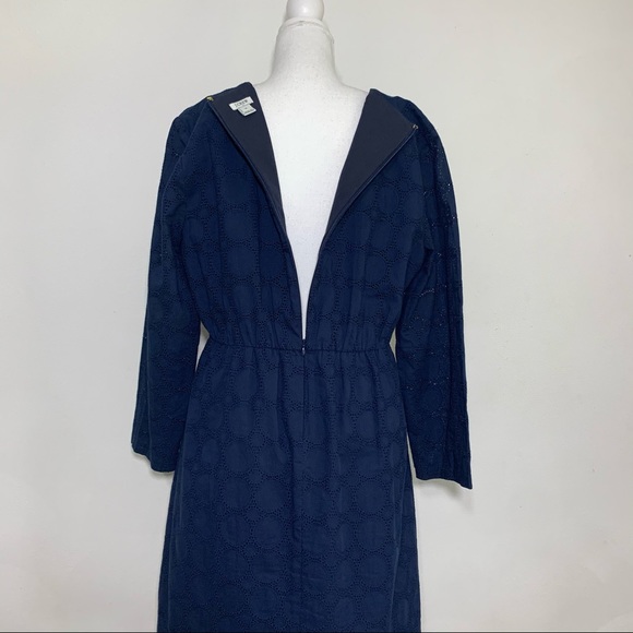 J Crew Long Sleeve Navy Eyelette Party Dress H8471 - Picture 7 of 11
